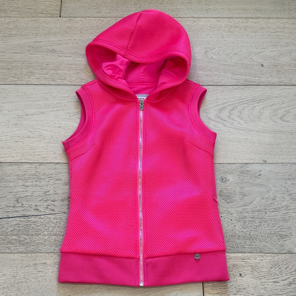 Uniquely Lorna Jane Activewear Mesh Hooded Full-Zip Vest in Hot Pink Size XS